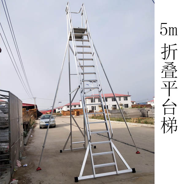 订做5米平台梯/铝合金移动扶手平台梯